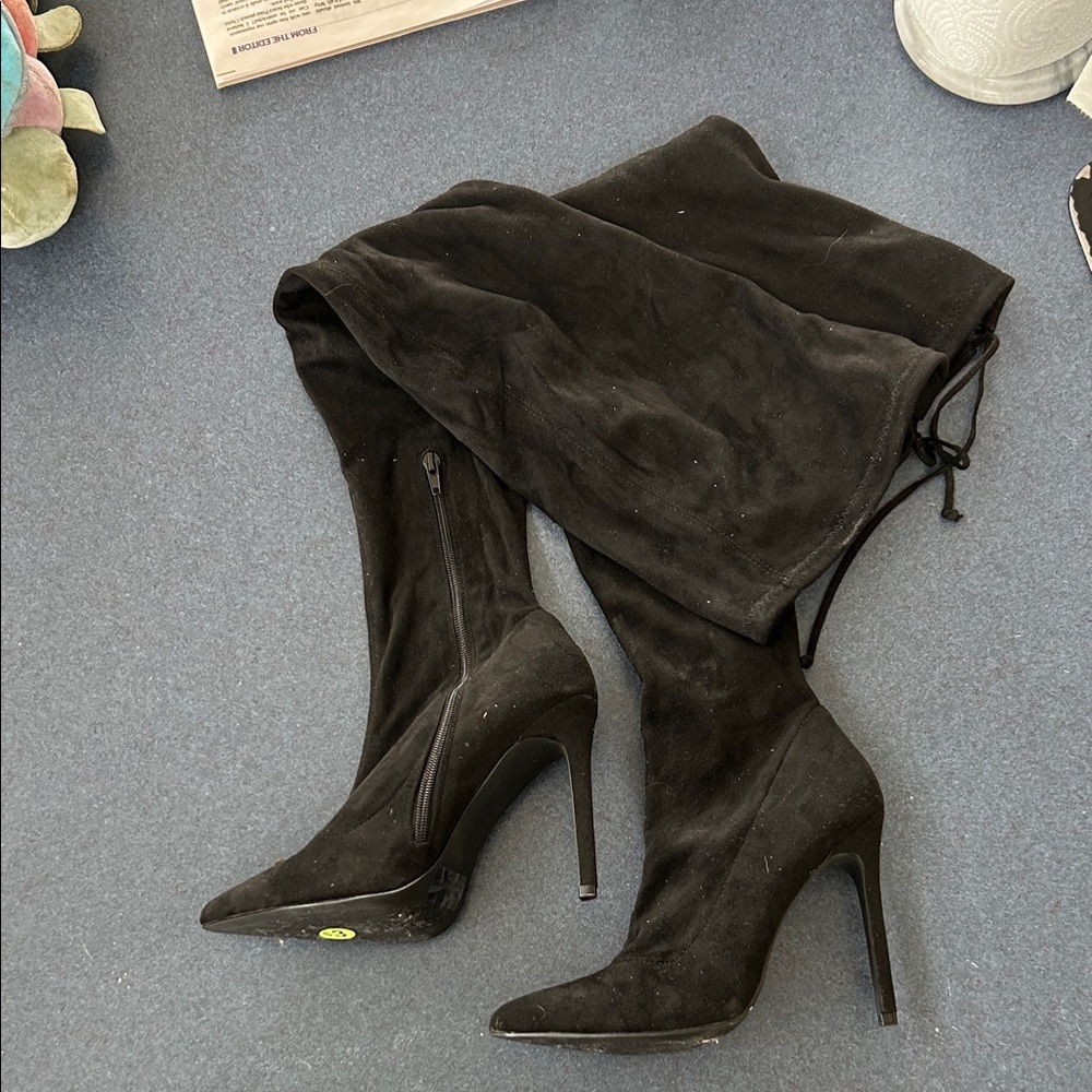Black Over-the-Knee Stiletto Boots - Women